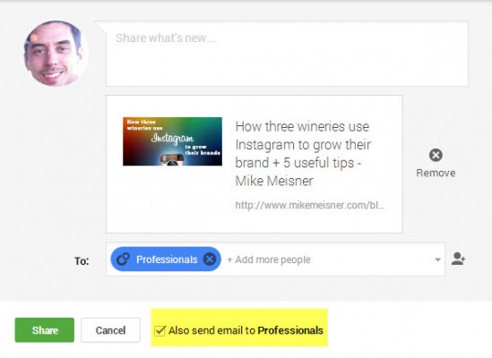 Emailing with Google Plus